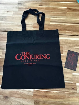 Bolso de Mano The Conjuring Last Rites Market Yute Negro Promo Nuevo y Tarjeta de Oración Foto 1 de 3