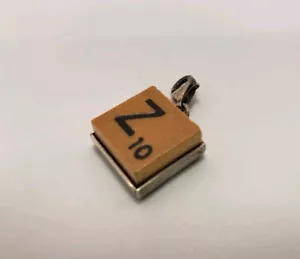 Dije pulsera 925 pieza azulejo letra “Z” de plata de ley y madera Scrabble - Imagen 1 de 3