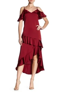 The Room by Ark & Co Cold Shoulder Ruffle Dress Wine Size S - Picture 1 of 2