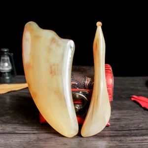 Juego de herramientas naturales de cuerno de buey Gua Sha punto de raspado cuerpo completo cara ojo Gua Sha - Imagen 1 de 18