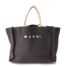 Auth Marni Raffia Style Cotton Nylon 2WAY Tote Bag Kako Bag Black (192909