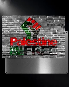 Palästina wird frei sein, Graffiti Stil Gemälde an einer Wand / Blechschild / 2 Größen - Bild 1 von 5