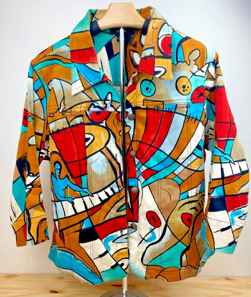 Chaqueta De Colección 90 Cactus Para Mujer L Imagen Espejo Arte Abstracto para Usar Inspirada en Picasso Foto 1 de 4