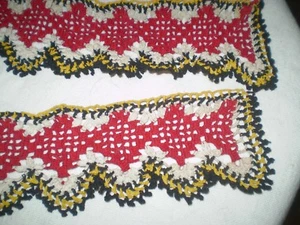 1930s Vintage Hand Knitted Crochet Cotton lace   Multi-Color length 126 in width - Picture 1 of 5
