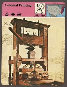 Colonial Printing  Story of America Daily Life History Card - Picture 1 of 1