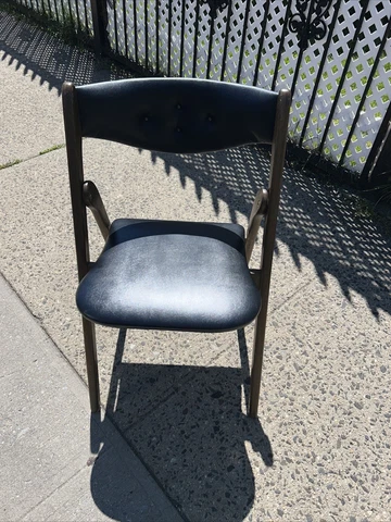Vintage MCM Coronet Wonderfold Folding Chair Black Cover