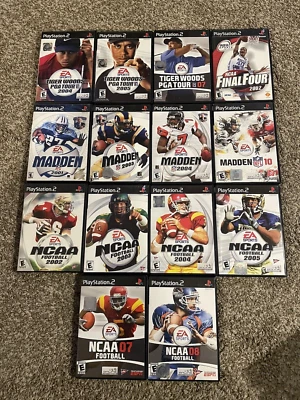 Lote de 14 Videojuegos Deportivos PS2 Madden NCAA Fútbol Tiger Woods y Más Foto 1 de 2
