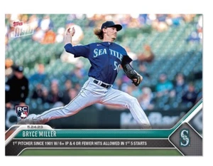 2023 Topps Now Bryce Miller Rookie Card RC 1st Since 1901 w/ 6+ IP & 4 Or Fewer - Picture 1 of 2
