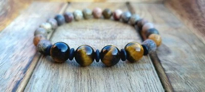 Tibet Achat Armband Damen Herren Unisex Perlenarmband Naturstein Partnerarmband  - Bild 1 von 4