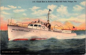 Tampa Florida FL Crash Boat in Action at Mac Dill Field Vintage Postcard PM 1943 - Picture 1 of 2