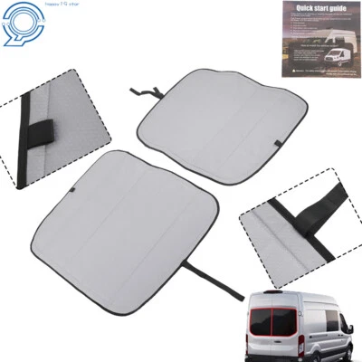 For Ford Transit Van High 15-2022 & Medium Roof Blackout Rear Door Window Covers - Image 1 of 4
