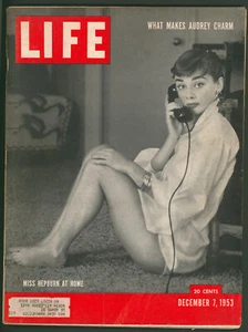 Life Magazine December 7 1953 Audrey Hepburn~What Makes Audrey Charm~1950s - Picture 1 of 9