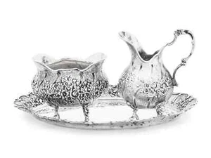 German .800 Silver Three-Piece Cream and Sugar Set - Picture 1 of 4