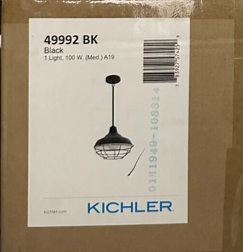 Luz Colgante Kichler Modelo 49992 BK Pier 1 Negra Nueva Caja Abierta Foto 1 de 3