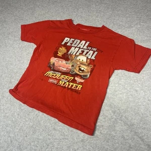 Vintage Disney Pixar Cars T Shirt Size Youth Medium (5/6) Lighting McQueen Red - Picture 1 of 9