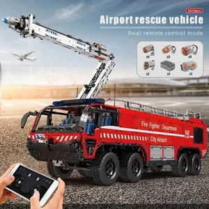 Mould King RC Remote Control Airport Fire Rescue Truck Dual Hose Fire Engine - Picture 1 of 23