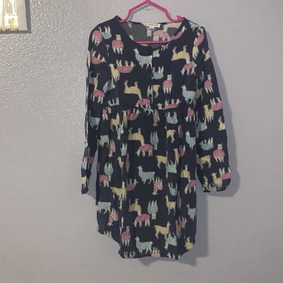 Vestido Tucker Tate Gris Estampado Llama Manga Larga Ligero Manga Larga Niñas 6 Foto 1 de 4