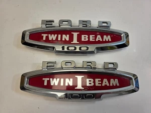 2 GENUINE 1966  FORD TRUCK  F100  TWIN I BEAM  CHROME SIDE Metal EMBLEMS - Picture 1 of 12