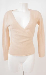 Angora-Wolle Damen Wickelpullover Gr. S Beige Flauschig Bindegürtel - Bild 1 von 7