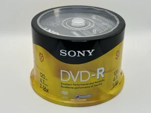 Sony DVD-R 50 Pack 4.7 GB 120 Min Blank Media Disc 1x-16x New Sealed - Picture 1 of 5