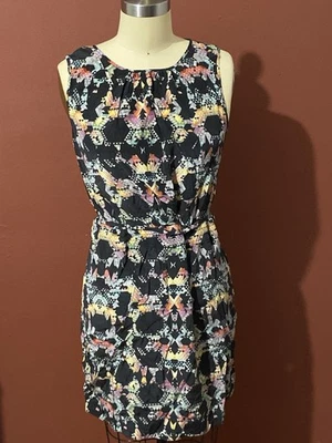 Tibi Black Geometric Women Kaleidoscope Print Silk Wide Strap Shift Dress Size 6 - Image 1 of 4