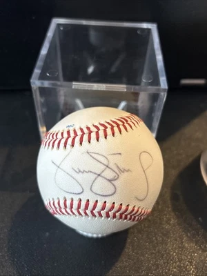 БЕЙСБОЛ ~ ПОДПИСАННЫЙ DARRYL КЛУБНИКА RAWLINGS INTL. ЛИГА OLB БЕЙСБОЛ И КУБ ~ - Изображение 1 из 4