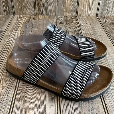 Birkenstock Curacao Birkis 凉鞋黑色白色弹力带女式 40 码 US 9N — 第 1/4 张图片