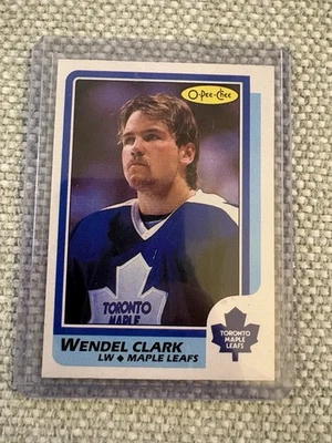 1986-87 Wendel Clark O-Pee-Chee OPC Rookie Toronto Maple Leafs Captain NM Sharp - Image 1 of 2