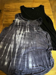 Euc Set De 2 Camisetas Sin Mangas Mujer Old Navy Luxe Negro Y Tie Dye Talla XL - Imagen 1 de 2