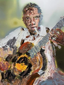Abstract Portrait Robert Johnson Delta Blues Music Wall Art Original Painting - Picture 1 of 2