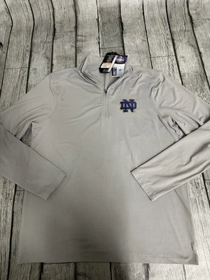 Nuevo con etiquetas Pullover Para Hombre Antigua Notre Same Fighting Irish Intent 1/4 Cremallera Gris Medio Foto 1 de 4