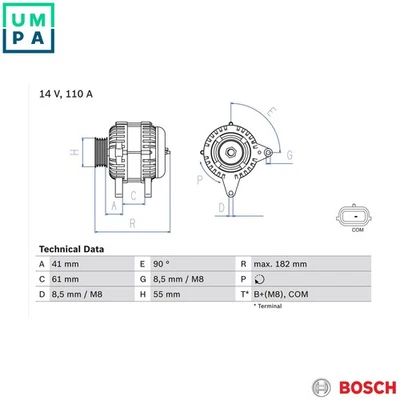 ALTERNATOR 0 986 080 710 FOR RENAULT MEGANE/II/Sport/Tourer/Grandtour KANGOO - Image 1 of 4
