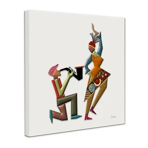 Jazz Music Art  African American DJ Print Saxophone Dancing Queen Canvas Décor - Picture 1 of 12