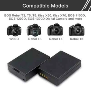 Paquete de 2 baterías 1850 mAh LP-E10 para Canon EOS 1300D 1200D 1100D 2000D T3 T5 T6 UK - Imagen 1 de 5