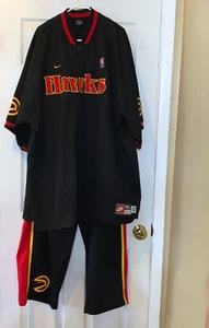 VINTAGE NIKE TEAM ATLANTA HAWKS WARM UP SUIT JACKET IS 4XL & PANTS XL - Picture 1 of 16