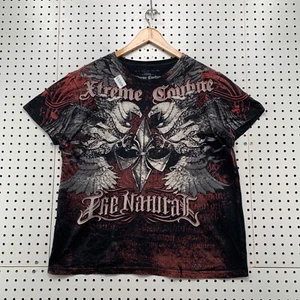 VTG Y2K Xtreme Couture Shirt Men Large Black Red Eagle Gothic Affliction 22.5x26 - Picture 1 of 15