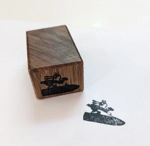 Vintage Rubber Stamp Kellogg's Pep Cereal WWII Era Mickey Mouse on Torpedo RARE - Picture 1 of 6