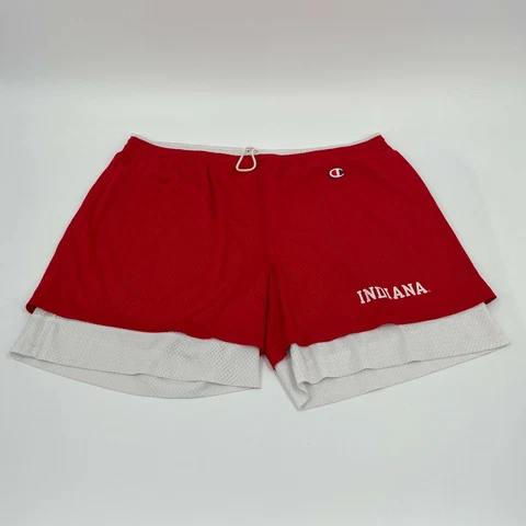 VTG 90s Indiana Hoosiers Champion Basketball Red White Shorts Sz 2XL Reversible Cover