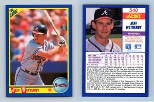 Jeff Wetherby - Braves #540 Score 1990 Baseball RC Trading Card