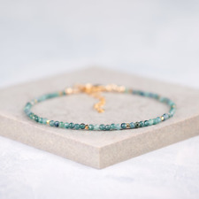 Faceted Blue Tourmaline 2mm Beads Dainty Minimalist Healing Reiki Bracelet Gift