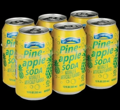 Hill Country Fare Pineapple Flavored Soda 6 Pack 12oz Cans