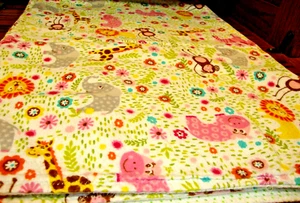 Franela mancha para bebé hecha a mano 29"x38" reversible animales de la selva + lunares 902 - Imagen 1 de 6