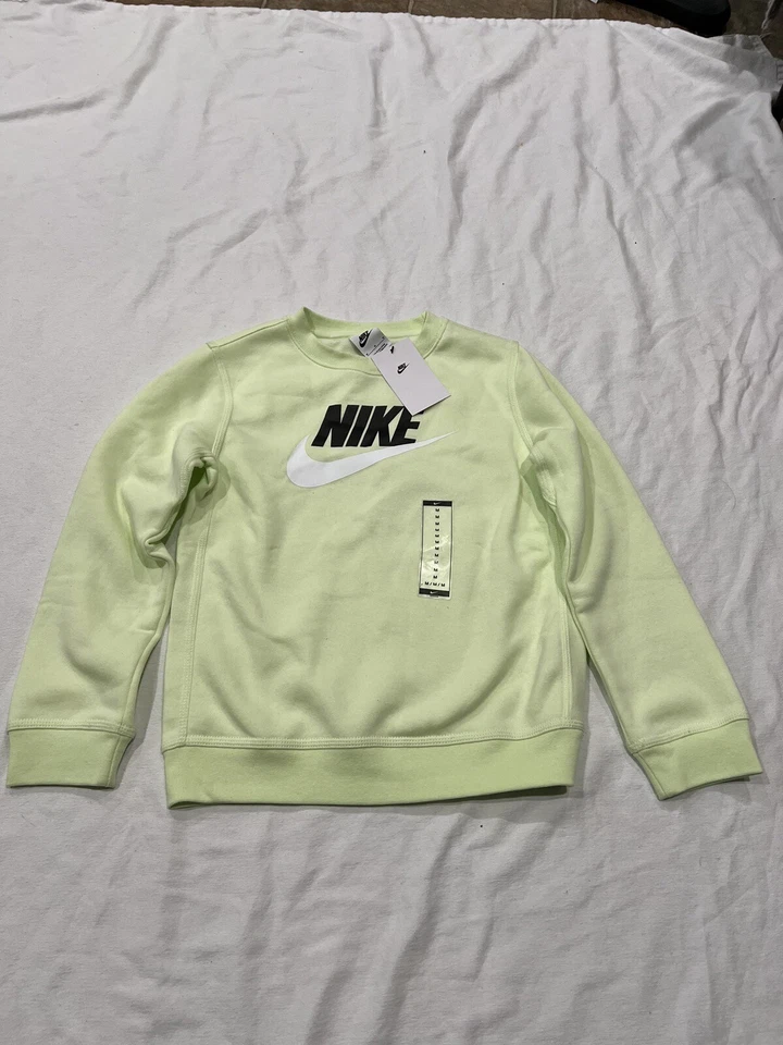 Nike Crewneck Sweatshirt Neon Green Youth Kids Size Medium FJ9416-303 NIKE