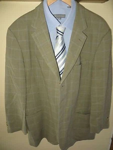 Hugo Boss Men s Blazer Suit Sports Coat Wool Windowpane Grey Blue 46 Reg Awesome - Picture 1 of 10