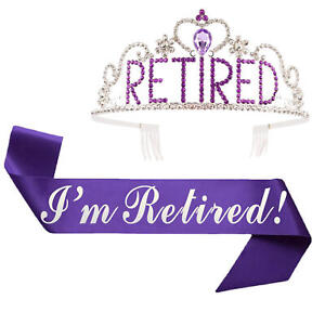 2023 Retirement Sash And Tiara - Officially Retired Work Party Rhinestone Crown