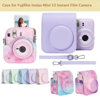 For Fujifilm Instax Mini 12 Camera Case PU Leather Bag Cover with Shoulder Strap - Image 1 of 4