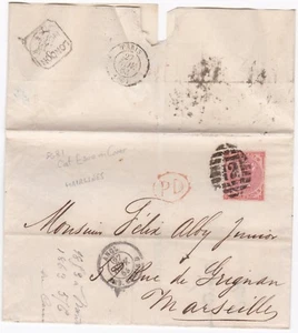1863 =12= LONDON NUMERAL UPRIGHT BARS 4d ROTE HAARLINIEN SG81 KATZE £300 AUF COVER - Bild 1 von 2