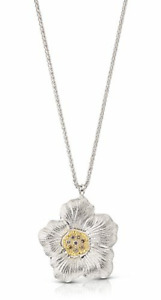 BUCCELLATI collana ciondolo Gardenia con Diamanti brown argento 925 necklace m 2