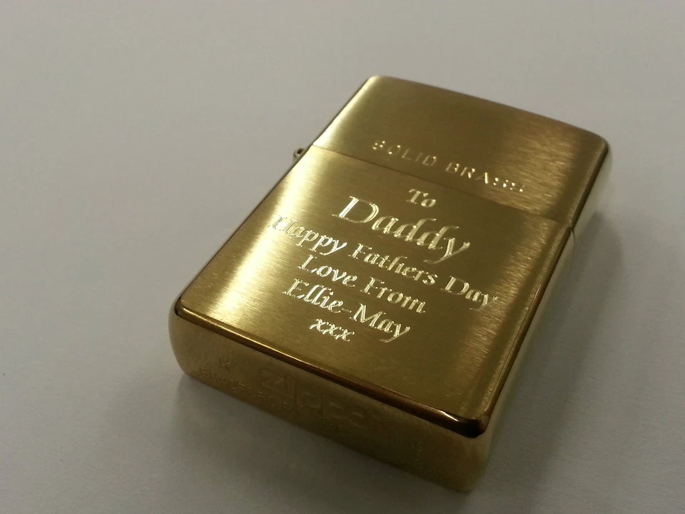 Personalised Genuine Brass Zippo Lighter Wedding Engraved Mens Dad Smoking Gift