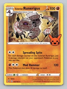 Runerigus 102/192 (Trick or Trade Stamped) Rebel Clash Rare Pokemon Card NM - Picture 1 of 2